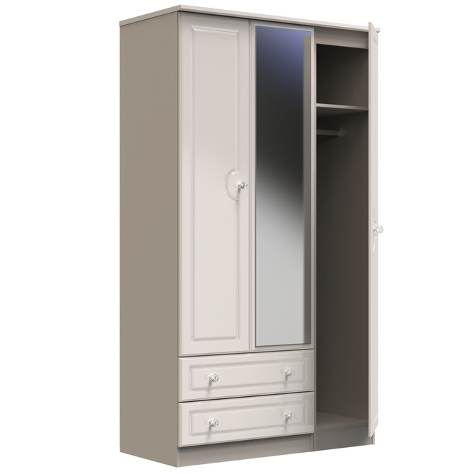 Balmoral Triple 2 Drawer Mirrored Wardrobe in Kashmir Gloss & Kashmir