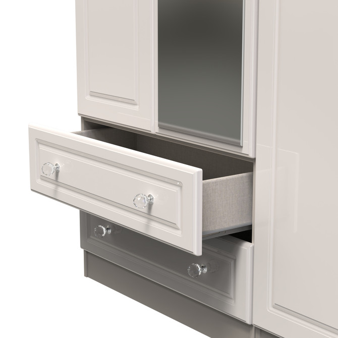 Balmoral Triple 2 Drawer Mirrored Wardrobe in Kashmir Gloss & Kashmir
