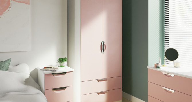 Camden 5 Drawer Bedside Cabinet in Kobe Pink & White