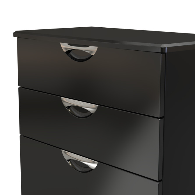 Camden 4 Drawer Deep Chest in Black Gloss & Black