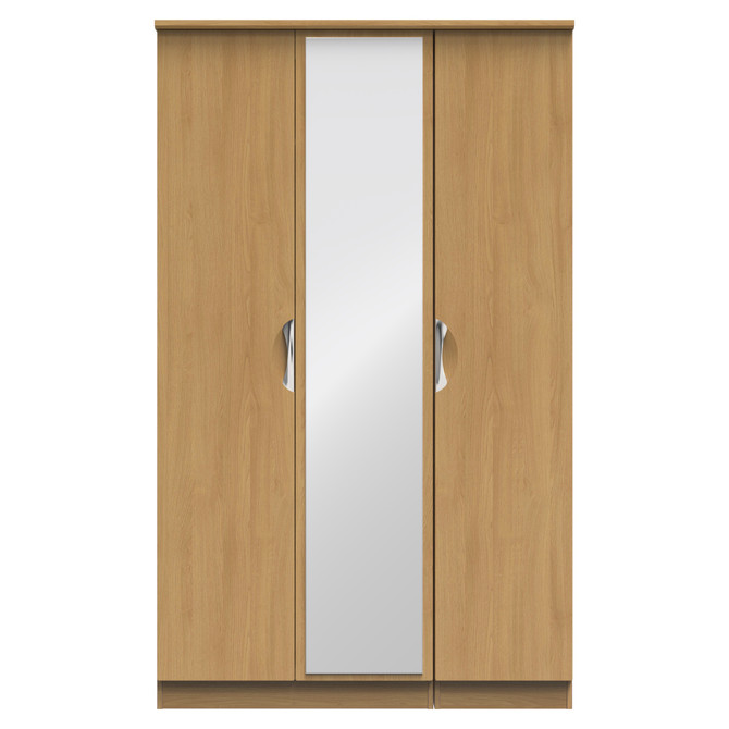 Camden Triple Mirrored Wardrobe in Modern Oak