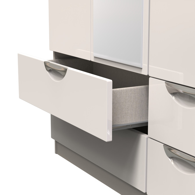Camden Triple 2 Drawer Mirror + Drawer Wardrobe in Kashmir Gloss & Kashmir