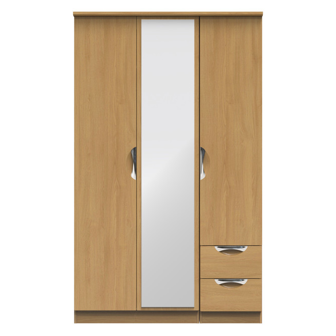 Camden Triple Mirror + Drawer Wardrobe in Modern Oak