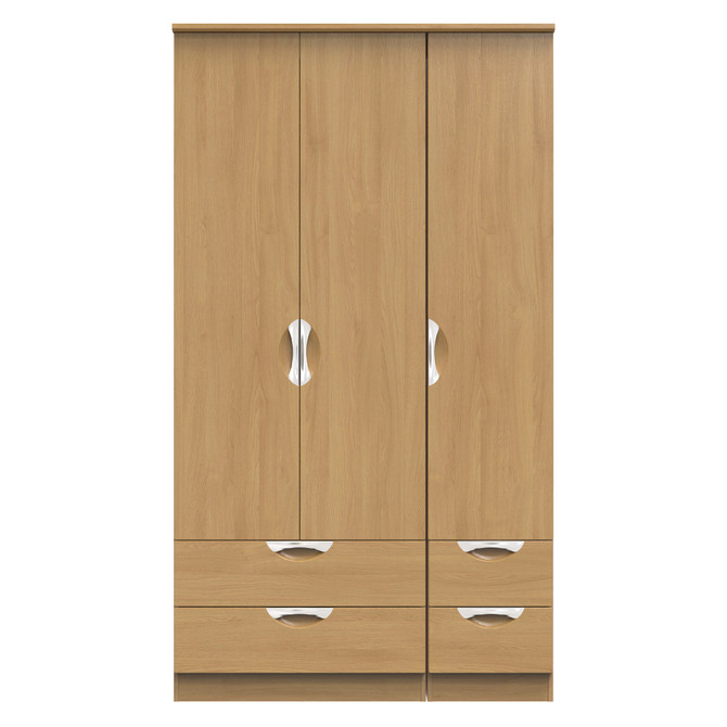 Camden Tall Triple 2 Drawer + Drawer Wardrobe in Modern Oak