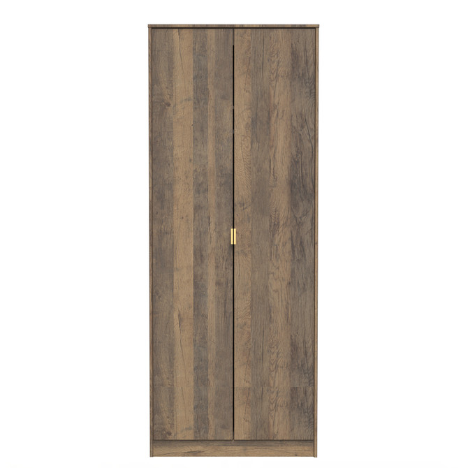 Diego Tall Plain Wardrobe in Vintage Oak & Vintage Oak