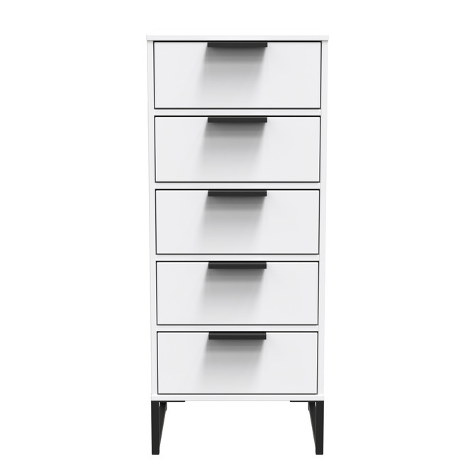 Diego G 5 Drawer Tallboy in White Matt Diego G 5 Drawer Tallboy in White Matt