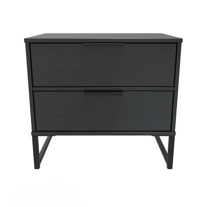 Diego Double 2 Drawer Bedside Cabinet (Diego) in Black Matt