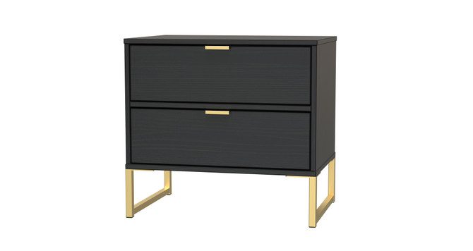 Diego Double 2 Drawer Bedside Cabinet (Diego) in Black Matt