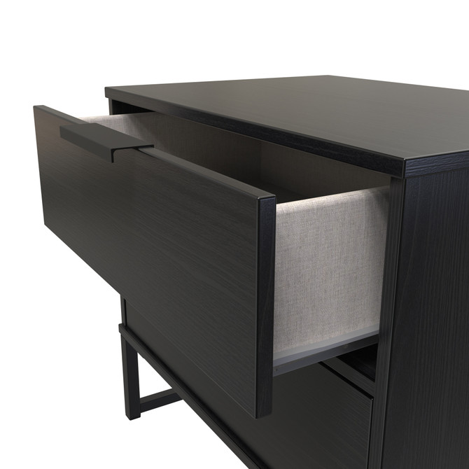 Diego Double 2 Drawer Bedside Cabinet (Diego) in Black Matt