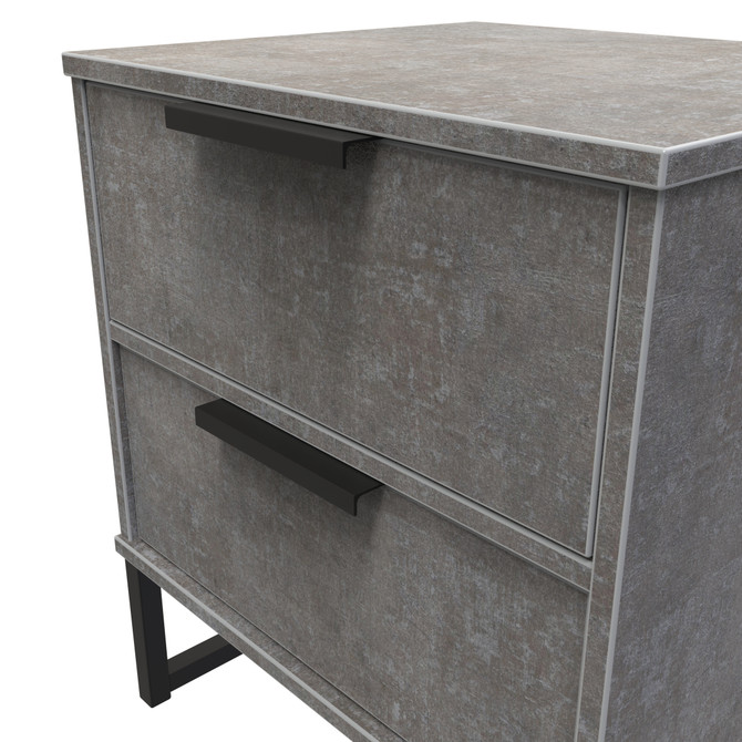 Hong Kong 2 Drawer Bedside Cabinet in Pewter