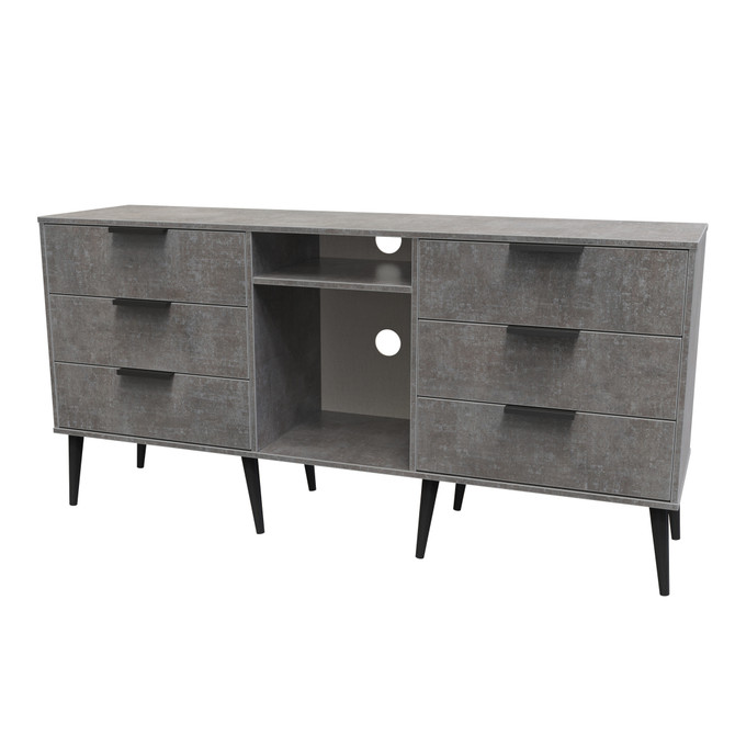 Hong Kong 6 Drawer TV Unit with legs in Pewter