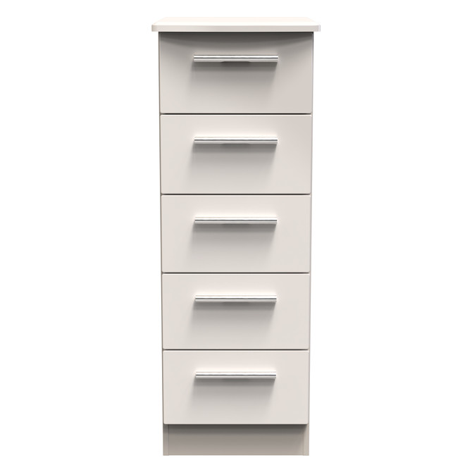 Knightsbridge 5 Drawer Bedside Cabinet in Kashmir Gloss & Kashmir