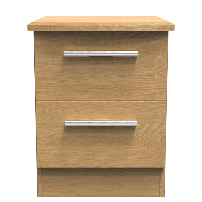 Knightsbridge 2 Drawer Bedside Cabinet in Modern Oak
