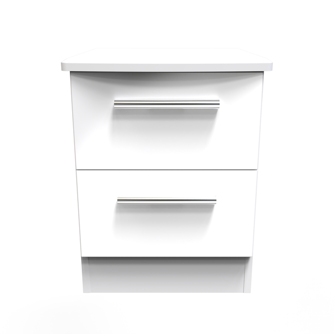 Knightsbridge 2 Drawer Bedside Cabinet in White Gloss