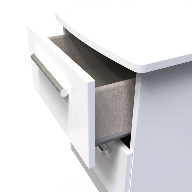 Knightsbridge 2 Drawer Bedside Cabinet in White Gloss