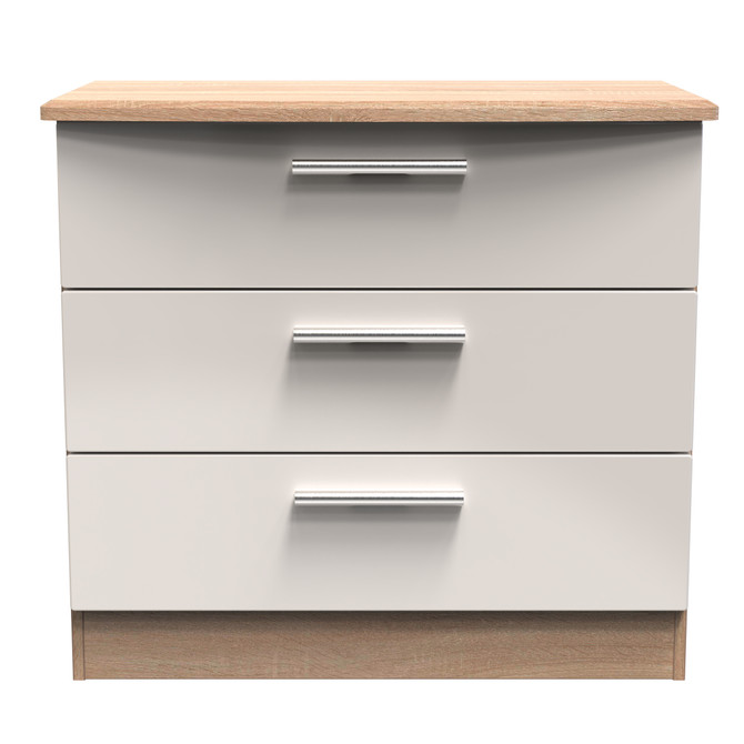 Knightsbridge 3 Drawer Chest in Kashmir Gloss & Bardolino Oak