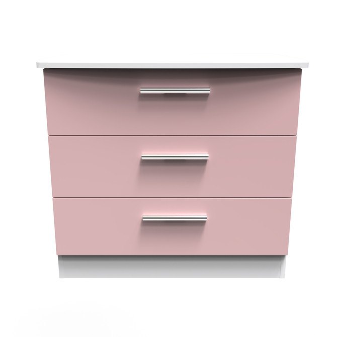 Knightsbridge 3 Drawer Chest in Kobe Pink & White