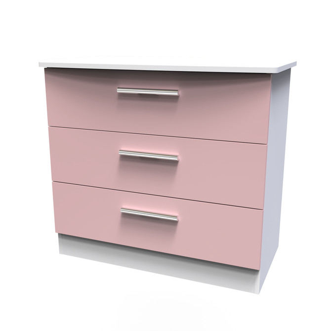 Knightsbridge 3 Drawer Chest in Kobe Pink & White