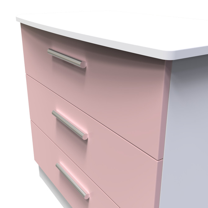 Knightsbridge 3 Drawer Chest in Kobe Pink & White