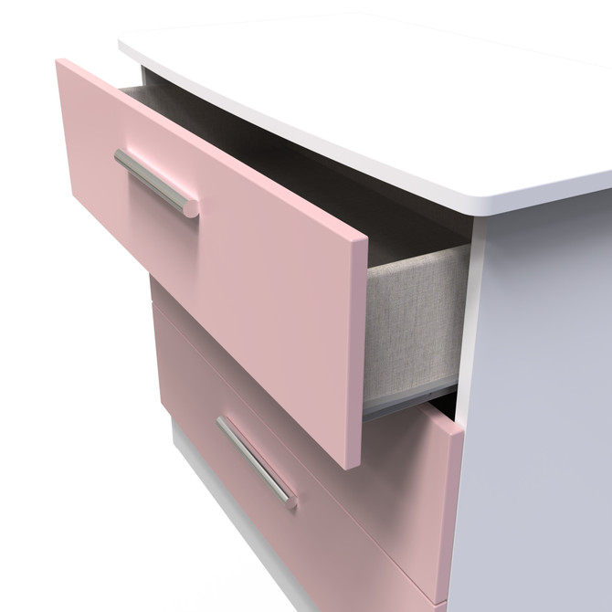 Knightsbridge 3 Drawer Chest in Kobe Pink & White