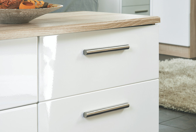 Knightsbridge 4 Drawer Chest in White Gloss & Bardolino Oak