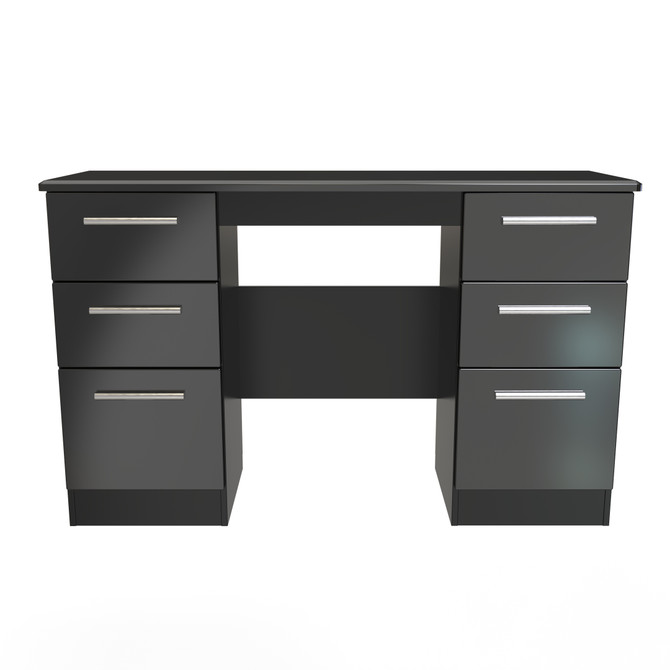 Knightsbridge Kneehole in Black Gloss & Black Matt