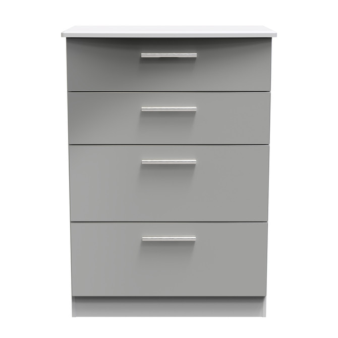 Knightsbridge 4 Drawer Deep Chest in Grey Gloss & Grey Knightsbridge 4 Drawer Deep Chest in Grey Gloss & Grey