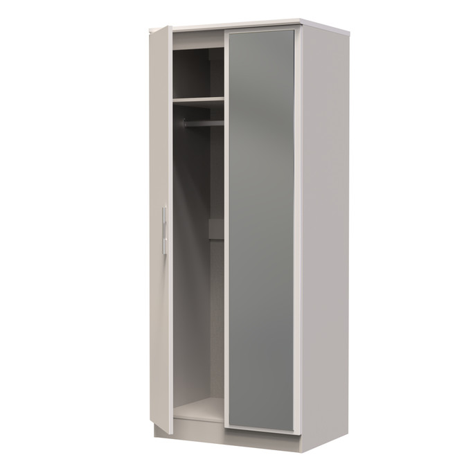 Knightsbridge 2ft6in Mirror Wardrobe in Kashmir Gloss & Kashmir
