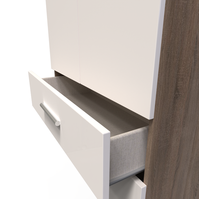 Knightsbridge 2ft6in 2 Drawer Wardrobe in Kashmir Gloss & Darkolino