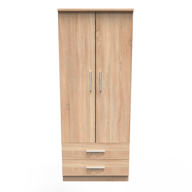 Knightsbridge 2ft6in 2 Drawer Wardrobe in Bardolino Oak