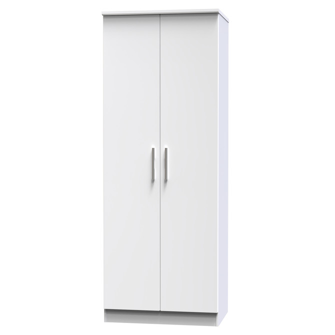 Knightsbridge Tall Plain Wardrobe in White Gloss