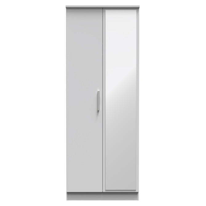 Knightsbridge Tall Mirrored Wardrobe in Grey Matt