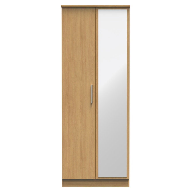 Knightsbridge Tall Mirrored Wardrobe in Modern Oak