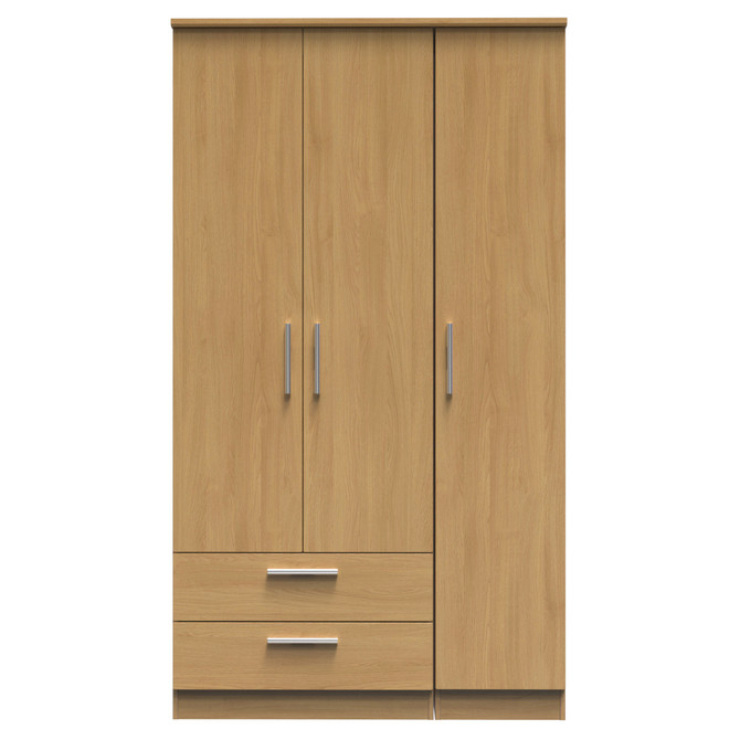 Knightsbridge Tall Triple 2 Drawer Wardrobe in Modern Oak