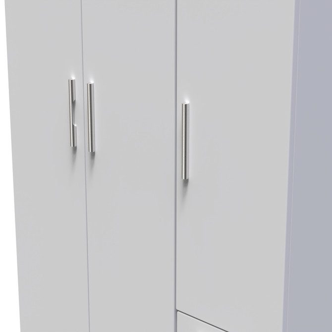 Knightsbridge Triple Plain + Drawer Wardrobe in Grey Matt