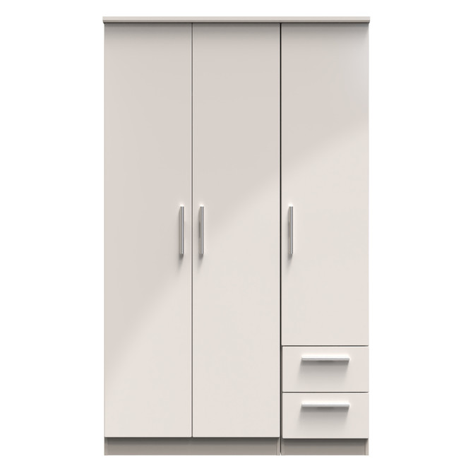 Knightsbridge Triple Plain + Drawer Wardrobe in Kashmir Gloss & Kashmir