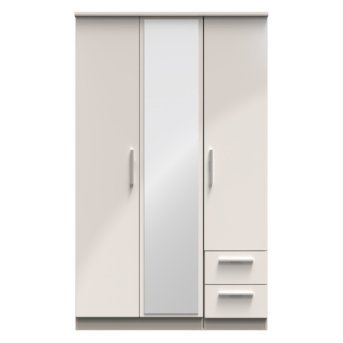 Knightsbridge Triple Mirror + Drawer Wardrobe in Kashmir Gloss & Kashmir