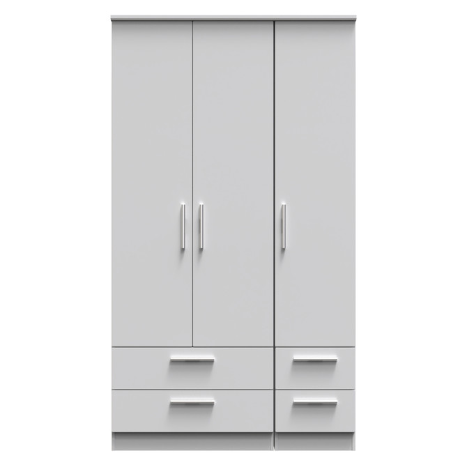 Knightsbridge Tall Triple 2 Drawer + Drawer Wardrobe in Grey Matt