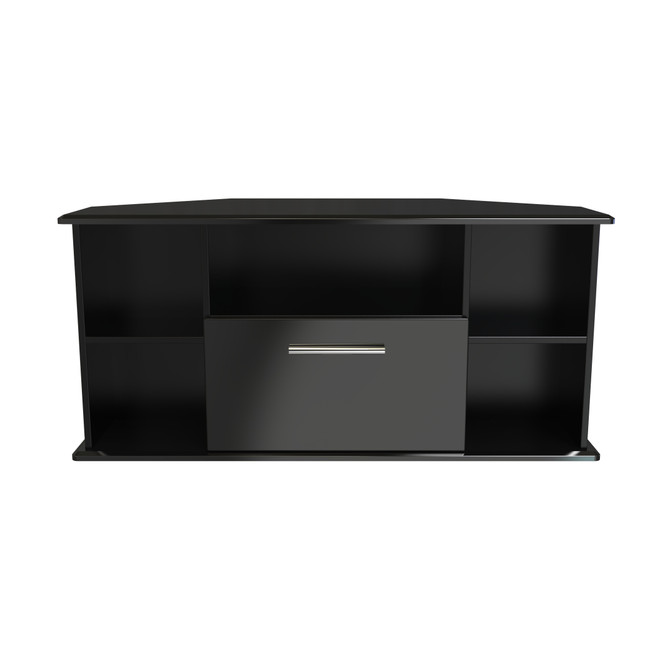 Knightsbridge Corner TV Unit in Black Gloss & Black Matt