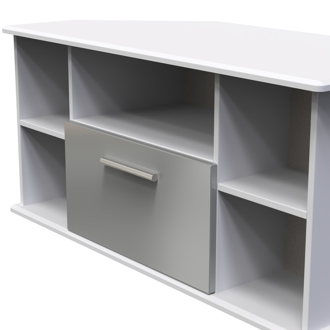 Knightsbridge Corner TV Unit in Grey Gloss & Grey