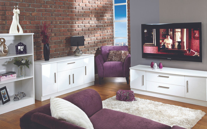 Knightsbridge Wide open TV unit in White Gloss