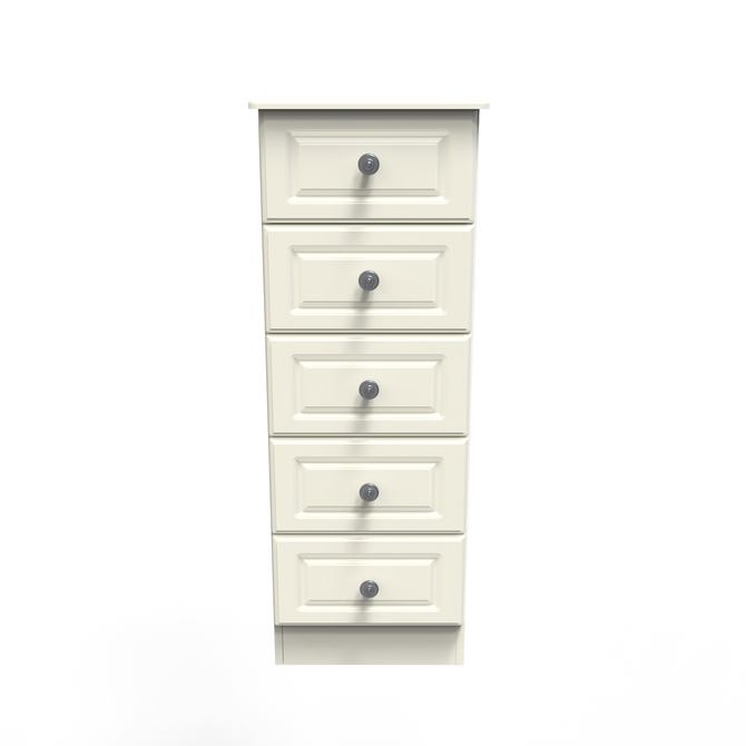 Pembroke 5 Drawer Bedside Cabinet in Cream Matt