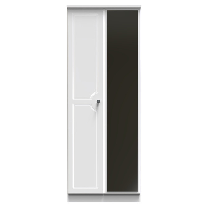 Pembroke Tall Mirrored Wardrobe in White Gloss