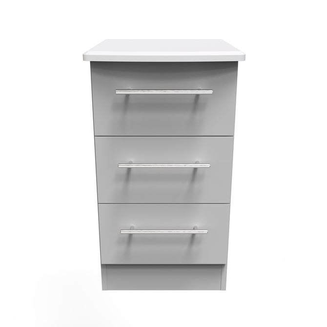 Sherwood 3 Drawer Bedside Cabinet in Grey Matt