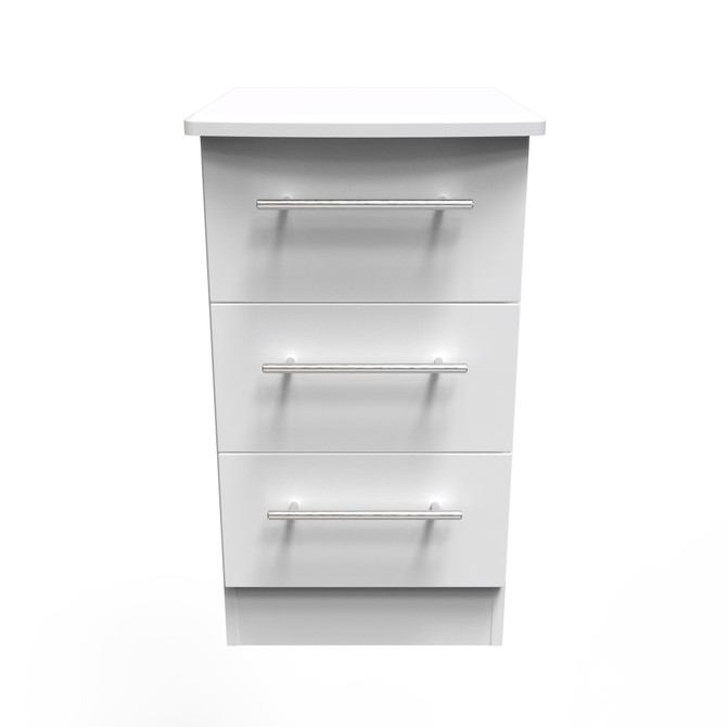 Sherwood 3 Drawer Bedside Cabinet in Porcelain Matt Sherwood 3 Drawer Bedside Cabinet in Porcelain Matt