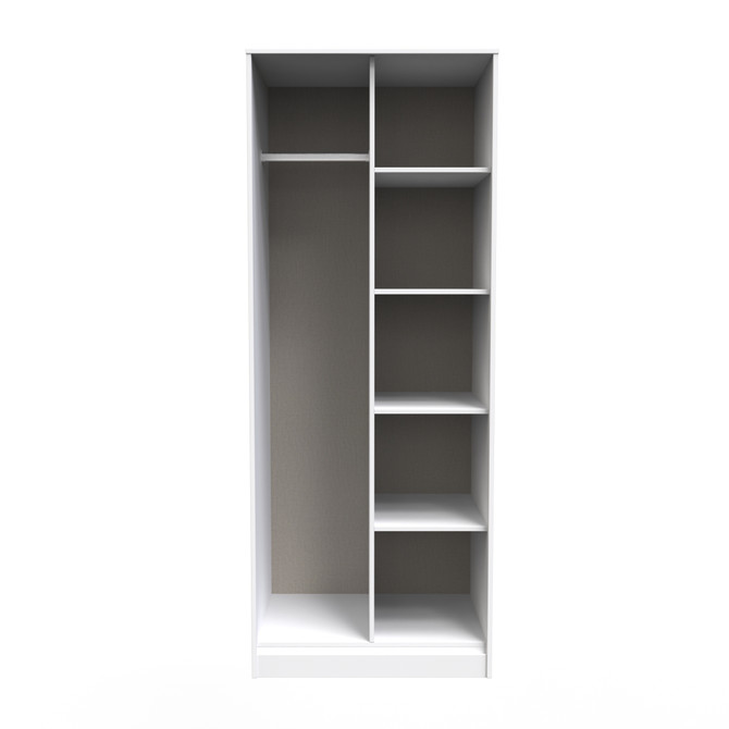 Diego R Open Wardrobe in Dusk Grey & White Matt