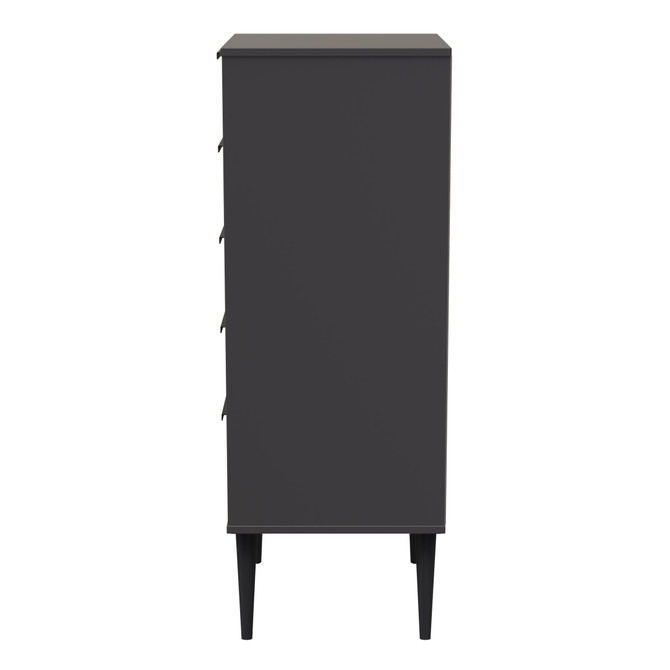 Hong Kong (Black Legs) 5 Drawer Bedside Cabinet in Graphite Black