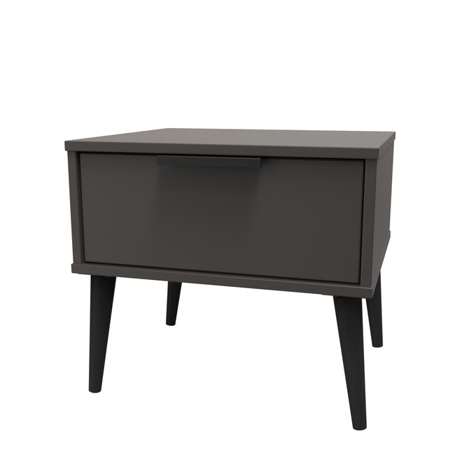 Hong Kong (Black Legs) 1 Drawer Midi Chest with Legs in Graphite Black