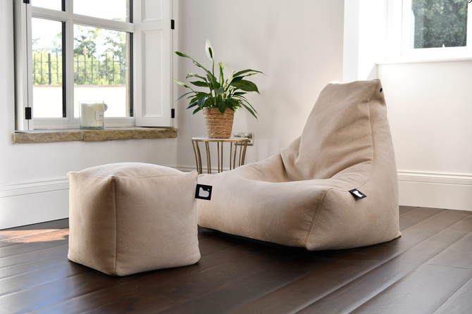 Indoor Faux Leather Bean Bag Mighty by Extreme Lounging