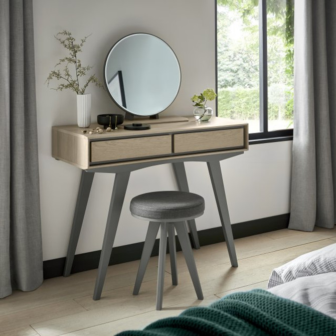 Brunel Scandi Oak & Dark Grey Stool Cold Steel